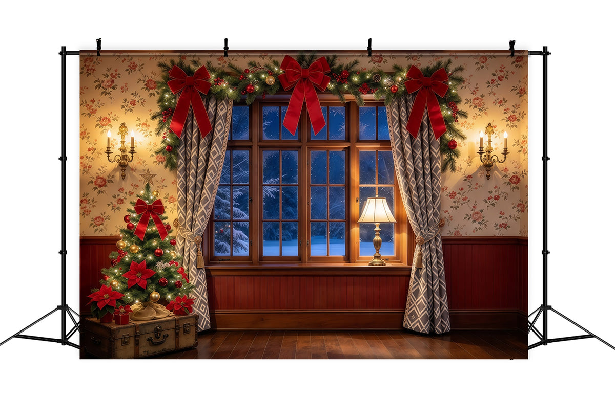 A Christmas Story Photo Backdrop Cozy Bow Window Decor Festive Christmas Backdrop GQ69-97