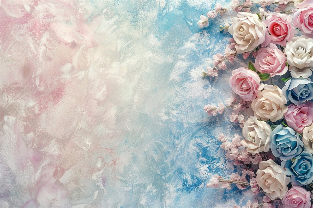 Blue Roses Back Drop Fine Art Photography Backdrops Dreamy Soft Roses Backdrop GTY-61