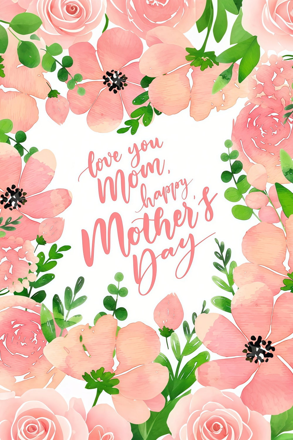 Mother's Day Backdrop Romantic Pink Floral Custom Backdrop GTY3-196