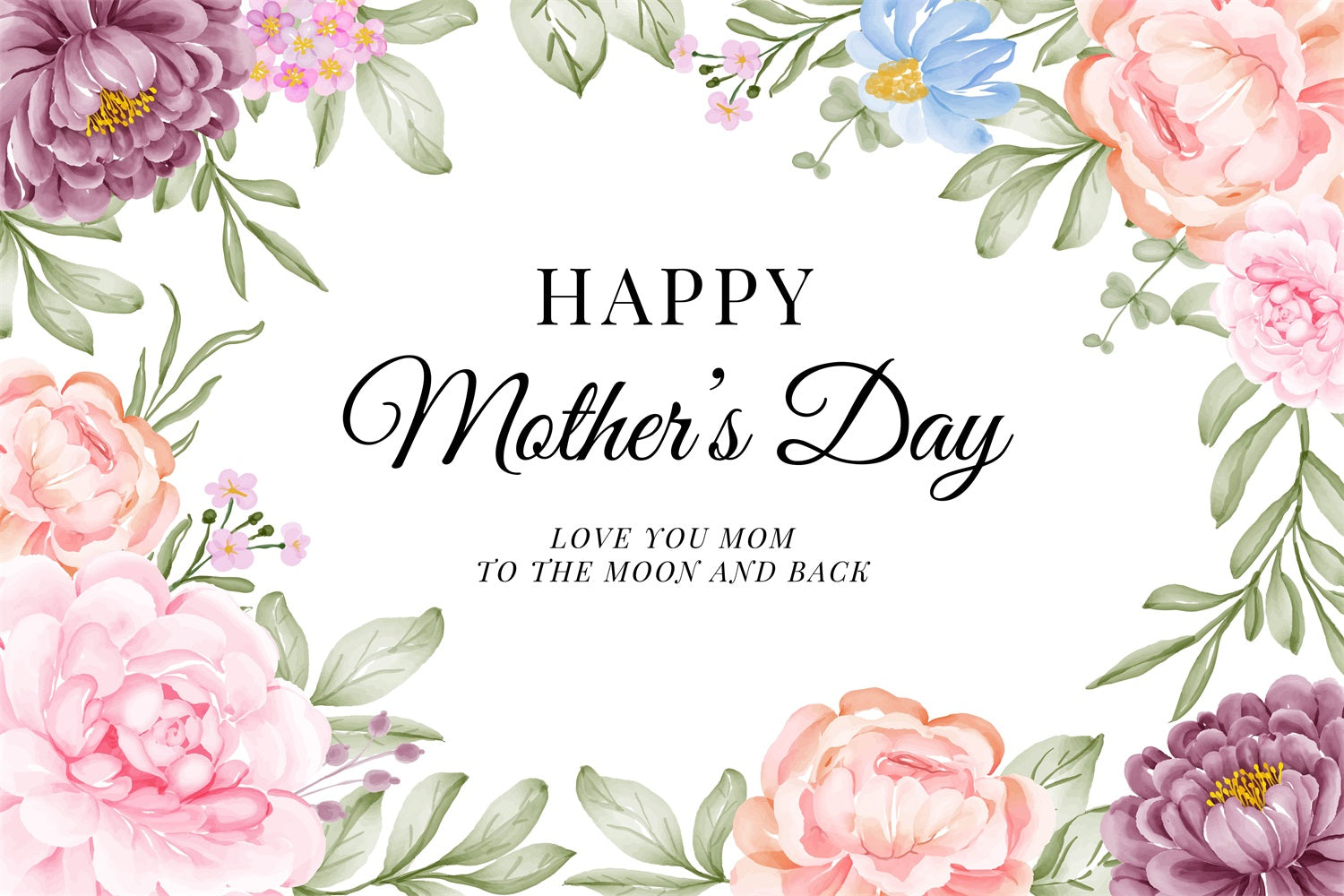 Mothers Day Photo Backdrop Floral Heartfelt Custom Backdrop GTY3-200