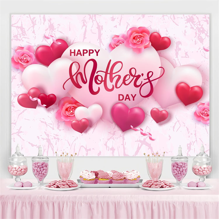 Mothers Day Backdrop Romantic Heart Rose Personalized Backdrop GTY3-225