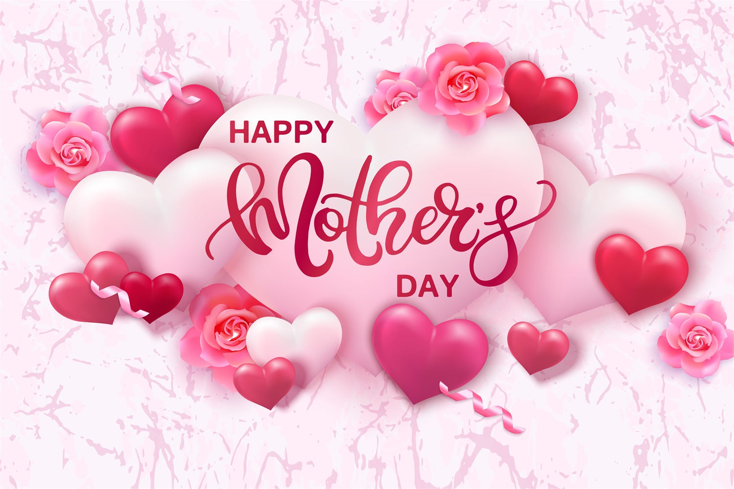 Mothers Day Backdrop Romantic Heart Rose Personalized Backdrop GTY3-225