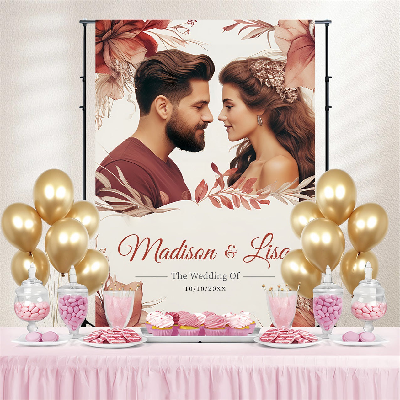 Backdrop For Wedding Dreamy Floral Custom Backdrop GTY3-279