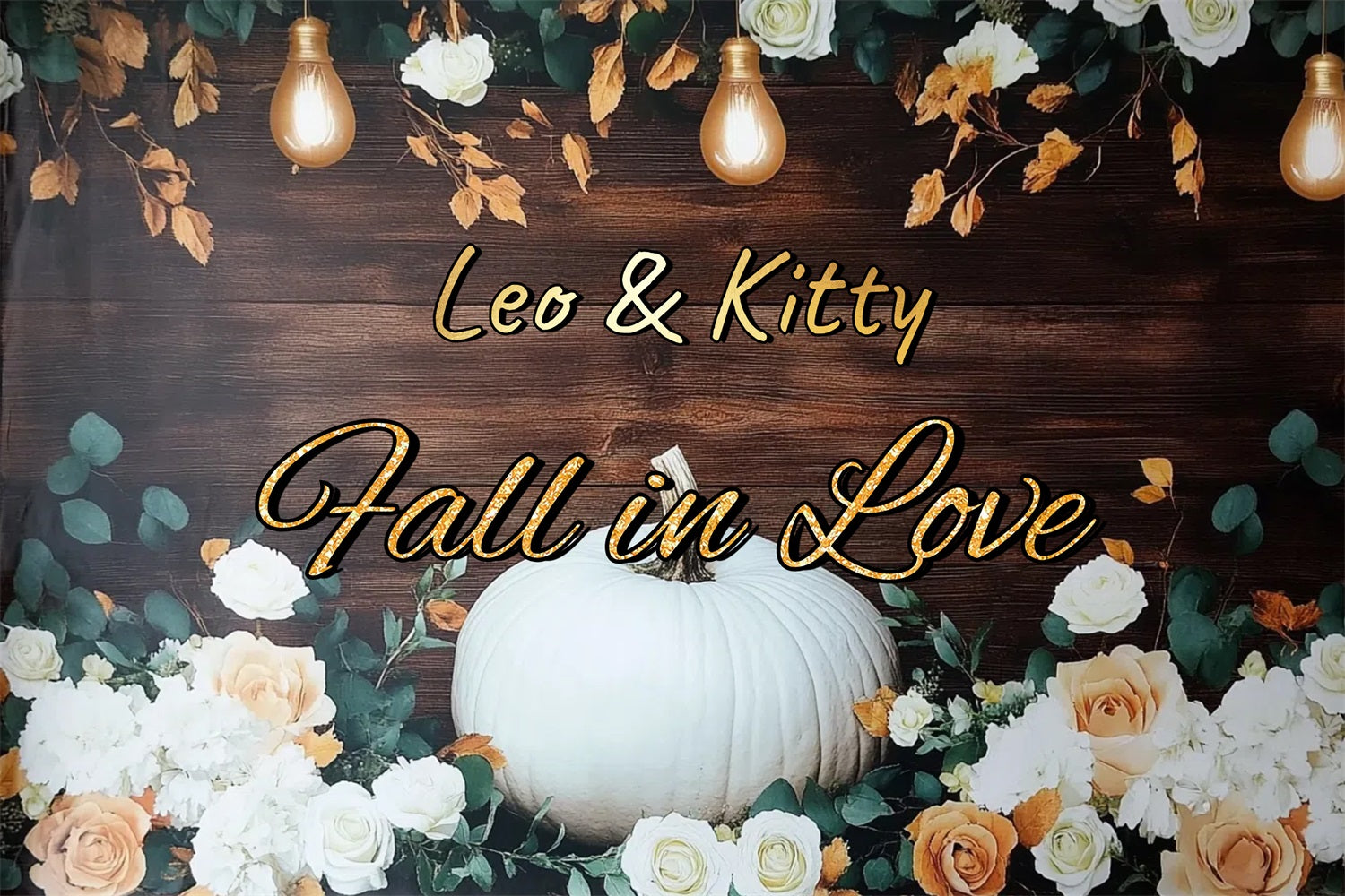 Fall Wedding Backdrop Pumpkin Floral Personalized Backdrop GTY3-280