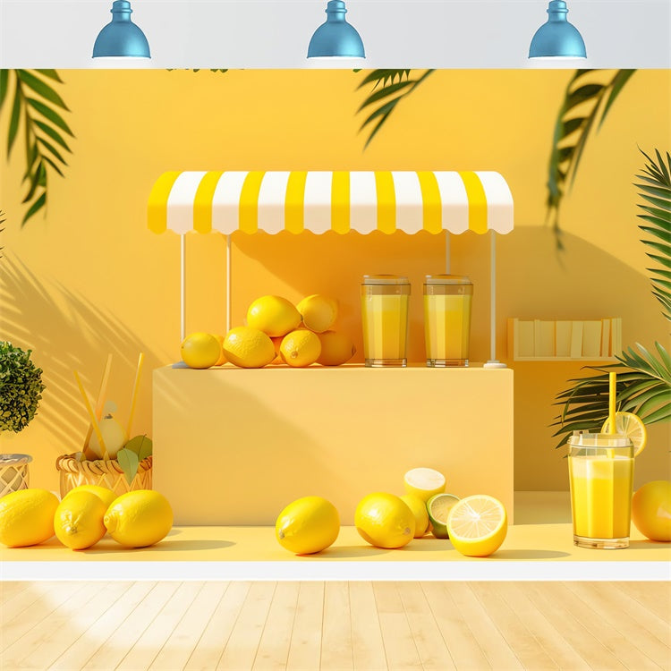 Lemon Backdrop Fresh Lemonade Yellow Stand Summer Backdrop GTY3-295