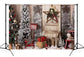 Christmas Trees Red Postbox Christmas Backdrops Decorated House Background GX-1033