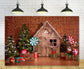 Christmas Wooden House Candy Photography Backdrop HC101501