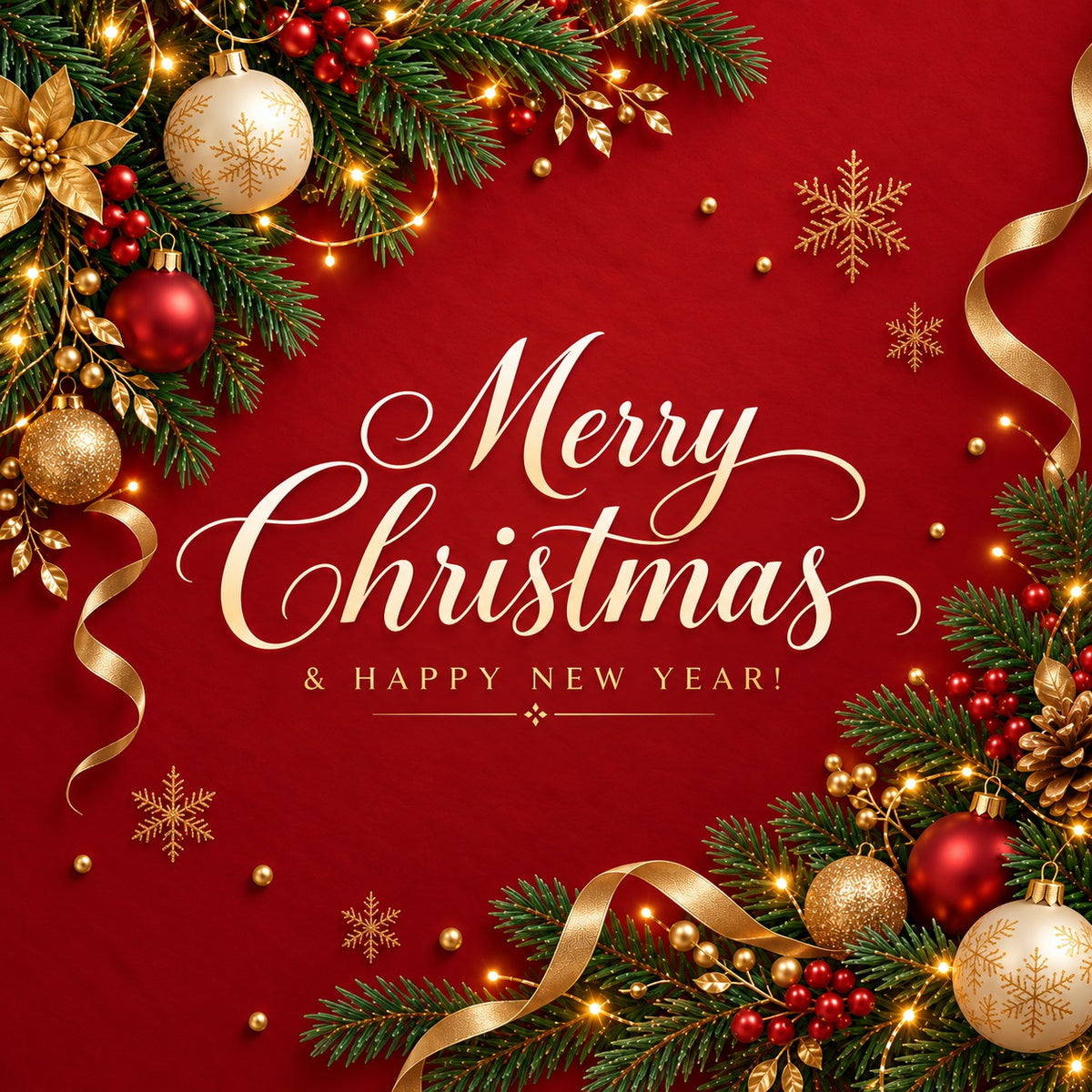 Merry Christmas Garage Door Cover Red Gold Garland Christmas Holiday Garage Door Cover HQ610-1-1 Car