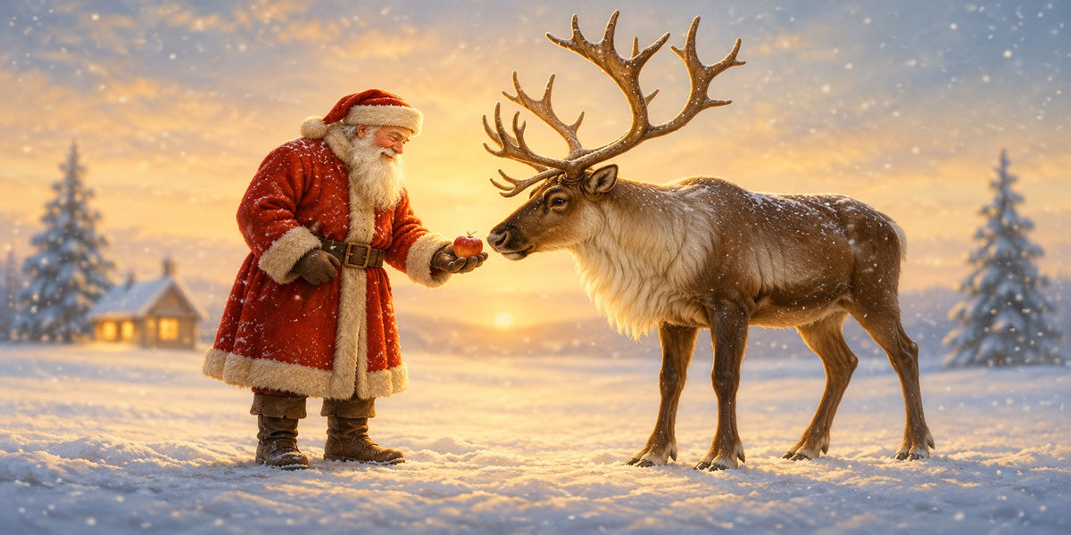 Santa Reindeer Christmas Garage Door Cover Snowy Sunset Apple Outdoor Christmas Garage Door Decoration HQ610-107-2 Car
