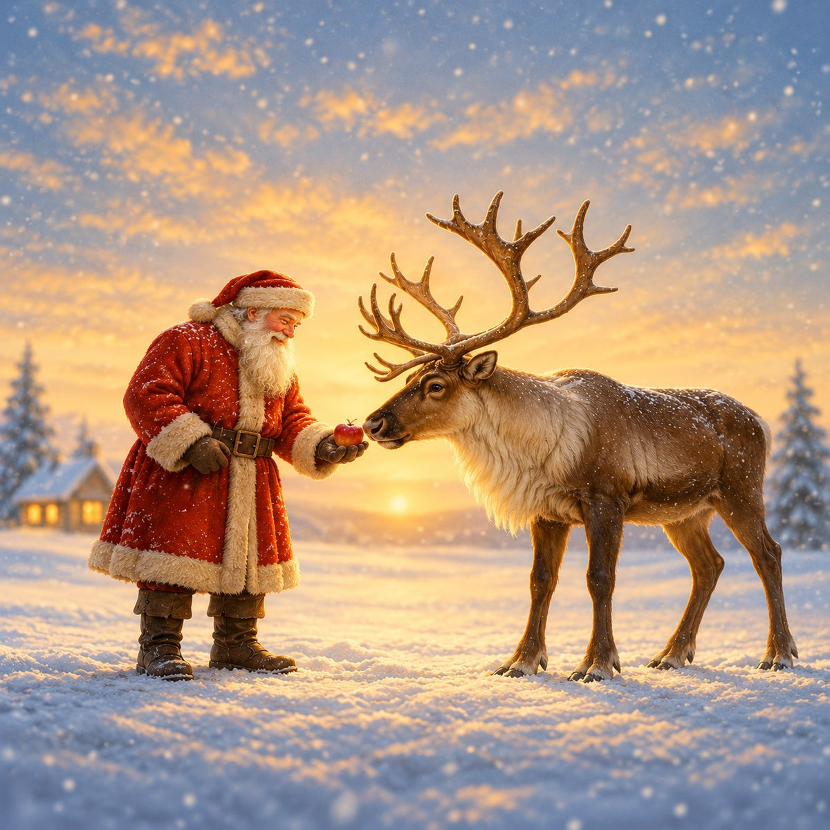 Santa Reindeer Christmas Garage Door Cover Snowy Sunset Apple Outdoor Christmas Garage Door Decoration HQ610-107-1 Car