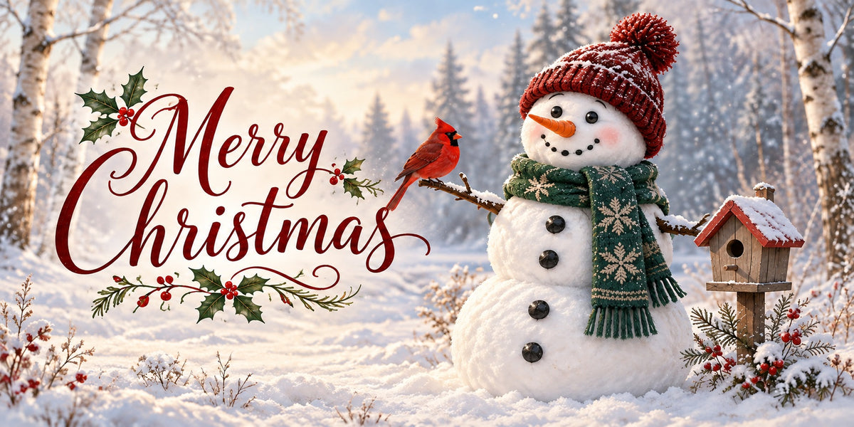 Snowman Christmas Garage Door Cover Snow Cardinal Forest Christmas Garage Door Banner Decoration HQ610-111-2 Car