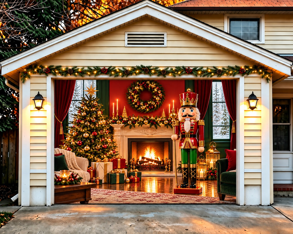 Cozy Room Christmas Garage Door Banner Nutcracker Fireplace Gifts Christmas Garage Door Cover HQ610-112-1 Car