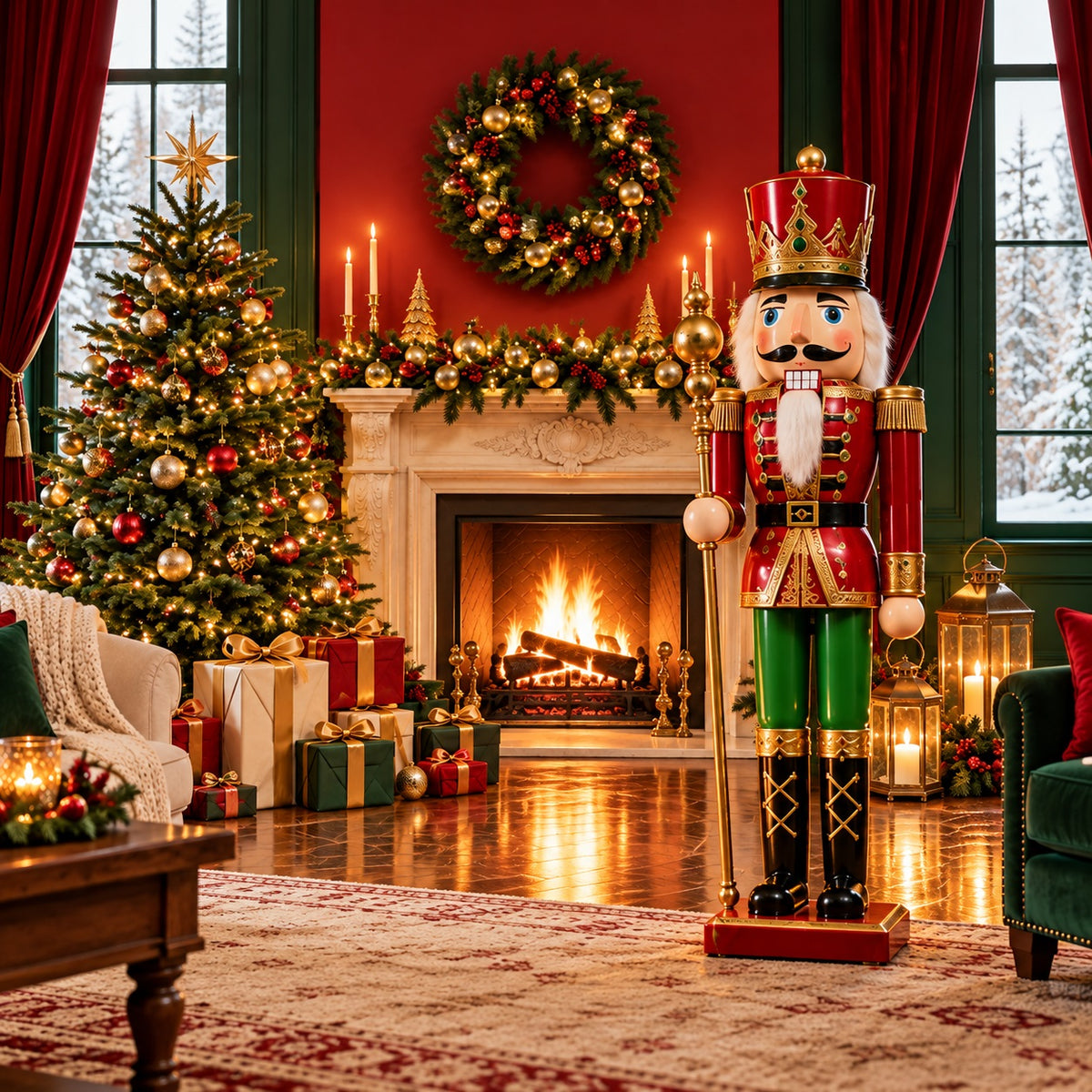 Cozy Room Christmas Garage Door Banner Nutcracker Fireplace Gifts Christmas Garage Door Cover HQ610-112-1 Car