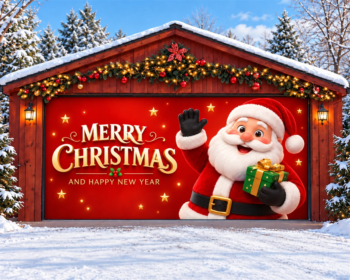 Merry Christmas Garage Door Cover Santa Gift Greeting Christmas Outdoor Garage Door Decor HQ610-119-2 Car