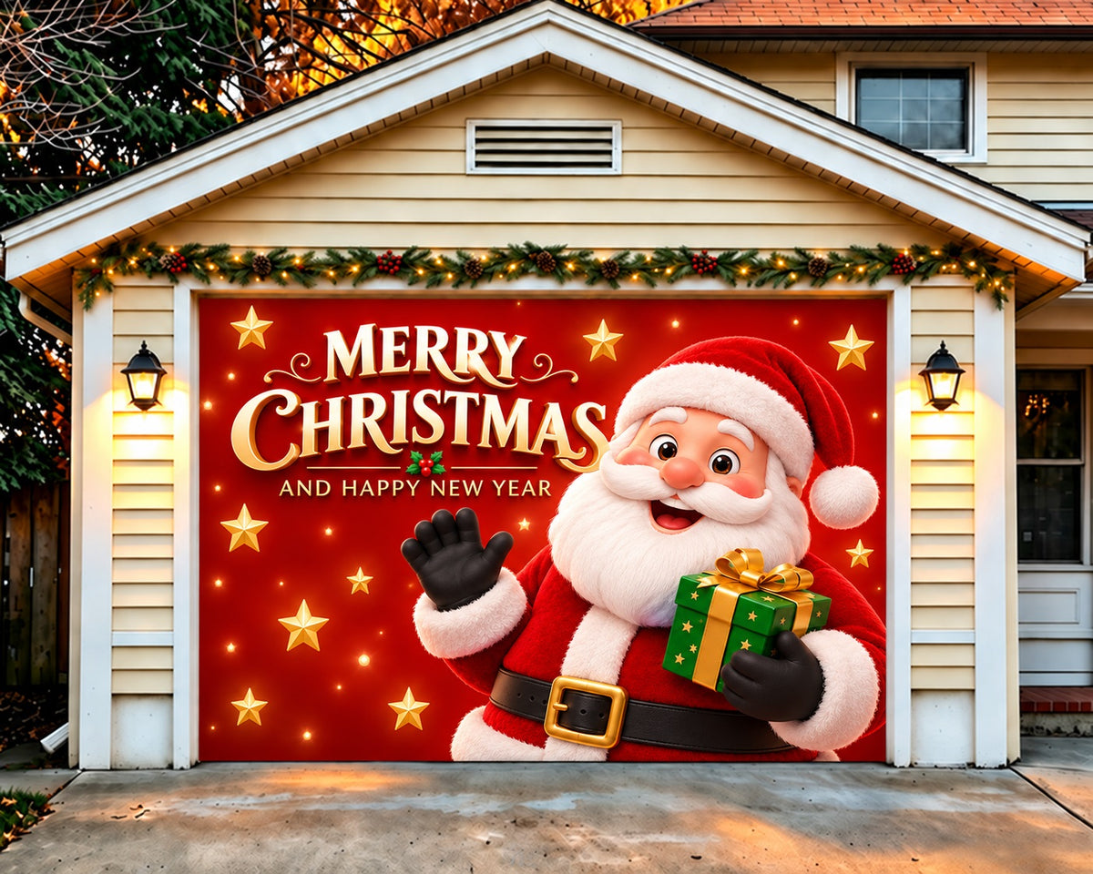 Merry Christmas Garage Door Cover Santa Gift Greeting Christmas Outdoor Garage Door Decor HQ610-119-1 Car