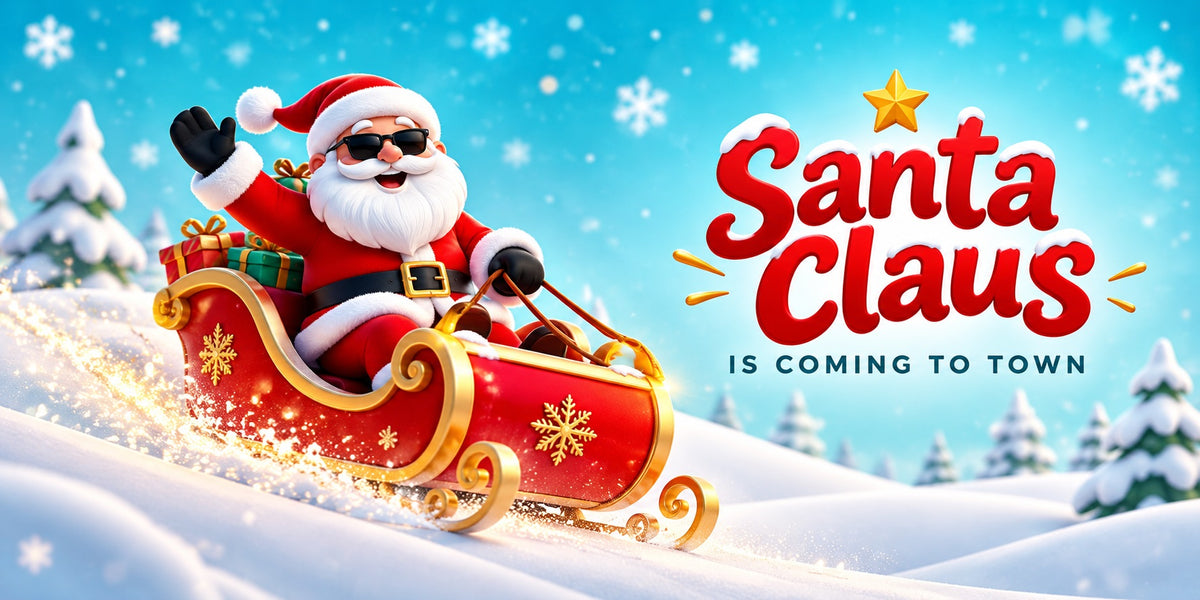 Santa Claus Christmas Garage Door Cover Festive Sleigh Snowy Christmas Garage Door Banner Decoration HQ610-120-2 Car
