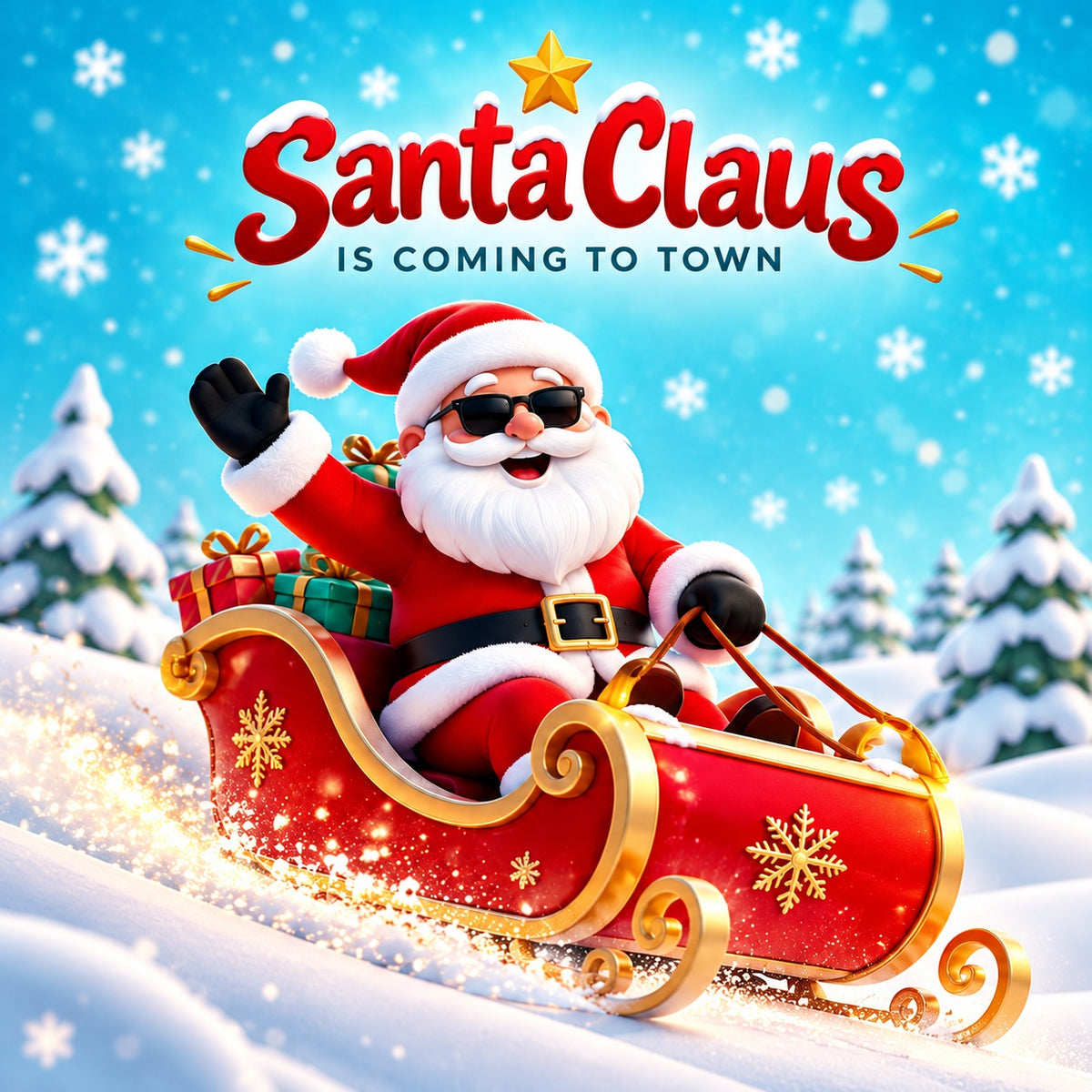 Santa Claus Christmas Garage Door Cover Festive Sleigh Snowy Christmas Garage Door Banner Decoration HQ610-120-1 Car