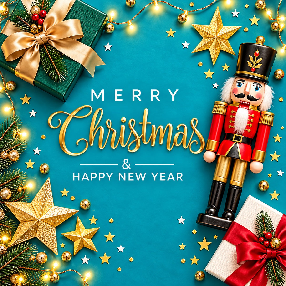 Christmas Ornament Garage Door Cover Golden Nutcracker Teal Outdoor Christmas Garage Door Decoration HQ610-125-1 Car