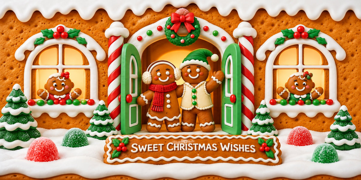 Gingerbread House Christmas Garage Door Banner Cookies Shop Greeting Christmas Holiday Garage Door Cover HQ610-127-2 Car