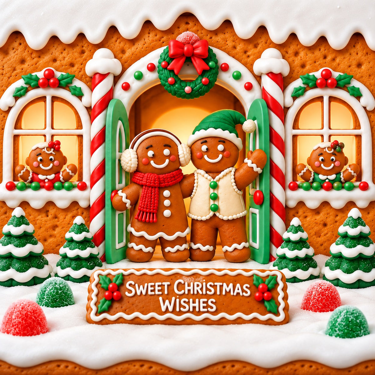 Gingerbread House Christmas Garage Door Banner Cookies Shop Greeting Christmas Holiday Garage Door Cover HQ610-127-1 Car