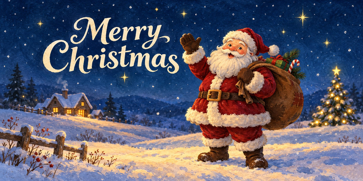 Christmas Santa Garage Door Banner Starry Snowy Village Christmas Outdoor Garage Door Decor HQ610-128-2 Car