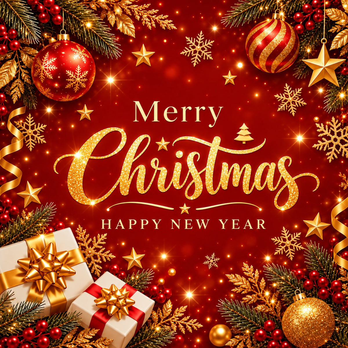 Christmas Gift Garage Door Banner Golden Red Ornaments Christmas Garage Door Banner Decoration HQ610-129-1 Car