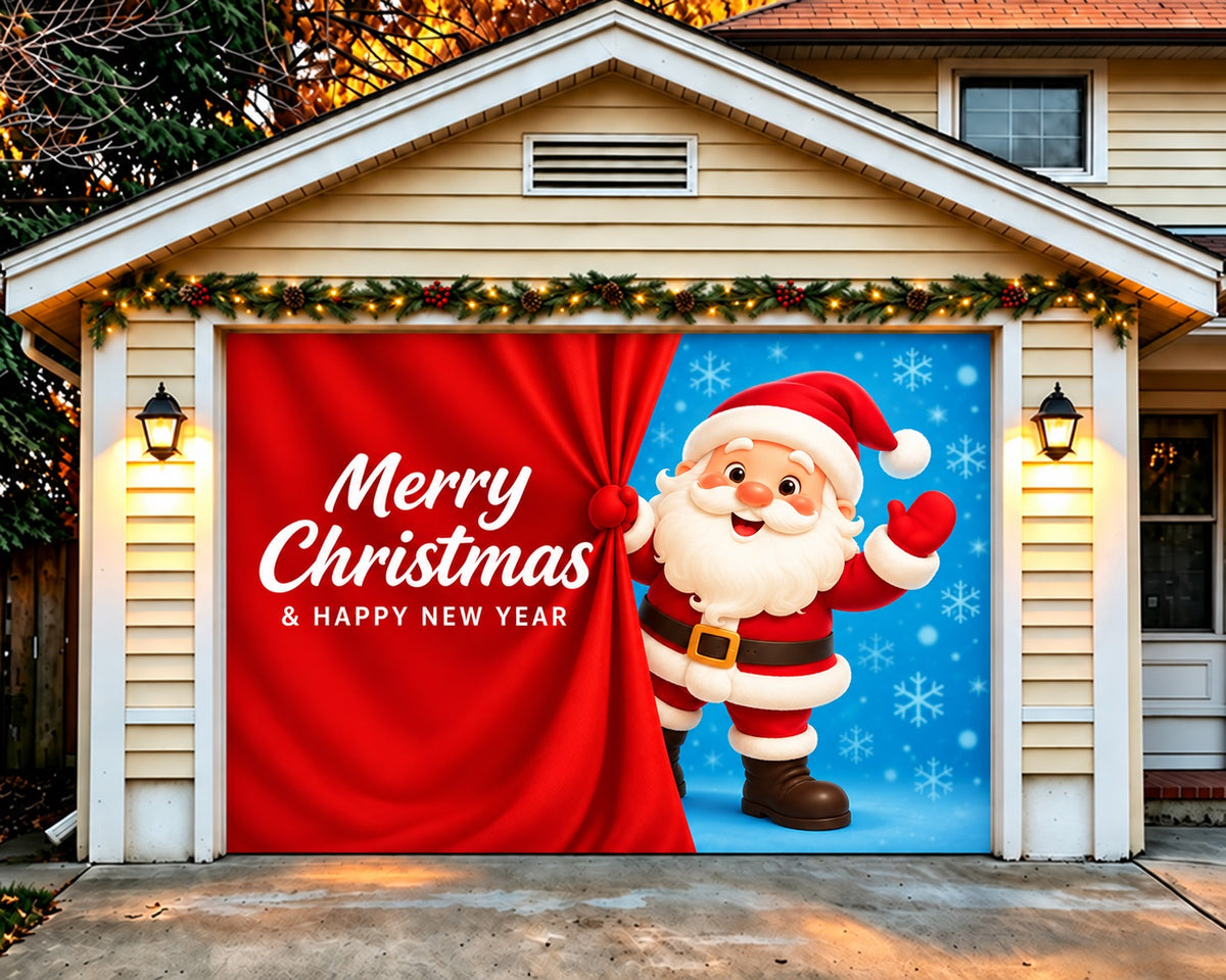 Merry Christmas Garage Door Cover Santa Curtain Greeting Christmas Garage Door Decoration HQ610-131-1 Car