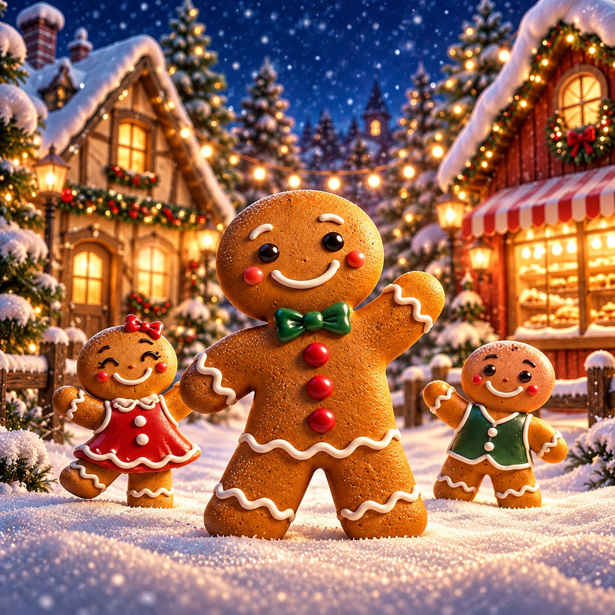Gingerbread Christmas Garage Door Cover Snow Family Village Christmas Holiday Garage Door Cover HQ610-136-1 Car