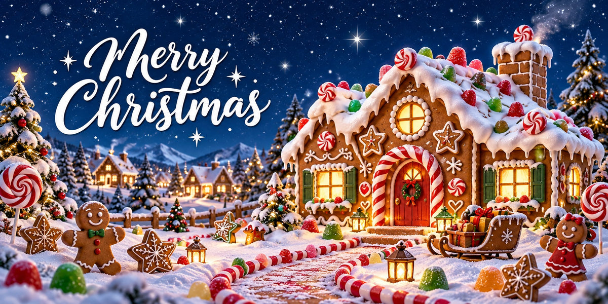 Gingerbread House Christmas Garage Door Banner Snowy Forest Village Christmas Garage Door Decoration HQ610-140-2 Car