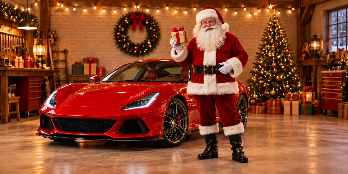 Red Truck Christmas Garage Door Cover Santa Workshop Car Outdoor Christmas Garage Door Cover HQ610-144-2 Car