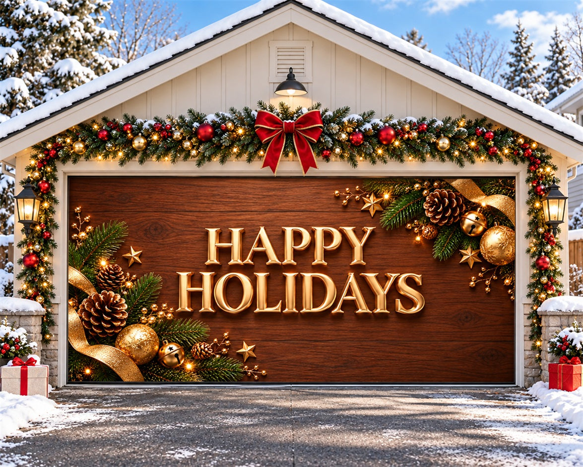 Christmas Ornament Garage Door Cover Wooden Holiday Typography Christmas Garage Door Cover HQ610-148-2 Car