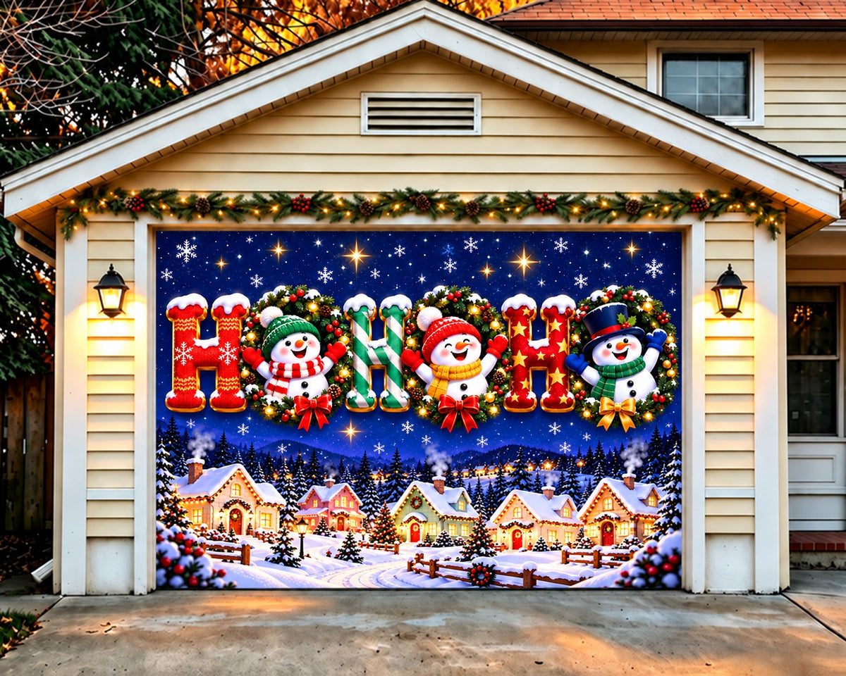 Funny Christmas Garage Door Cover Snowman Greeting Village Christmas Garage Door Decoration HQ610-149-1 Car
