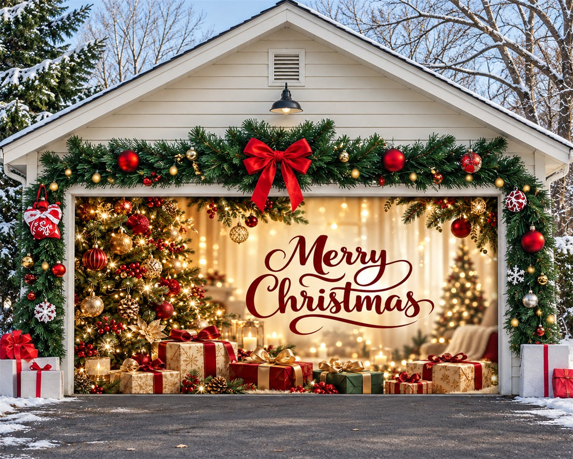 Christmas Present Garage Door Cover Gift Tree Display Christmas Garage Door Decor HQ610-15-2 Car