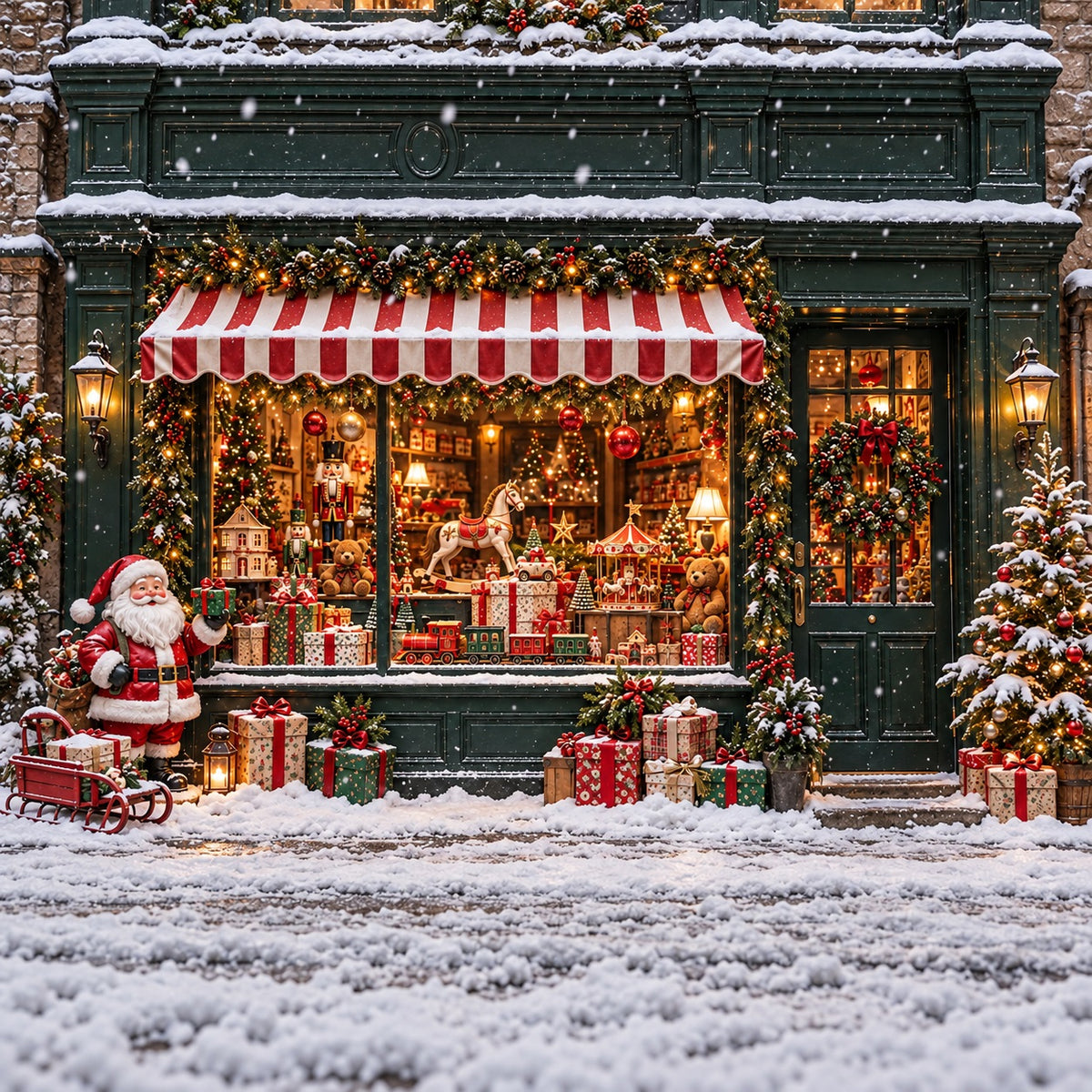 Christmas Shop Garage Door Cover Santa Toy Gifts Christmas Holiday Garage Door Cover HQ610-19-1 Car
