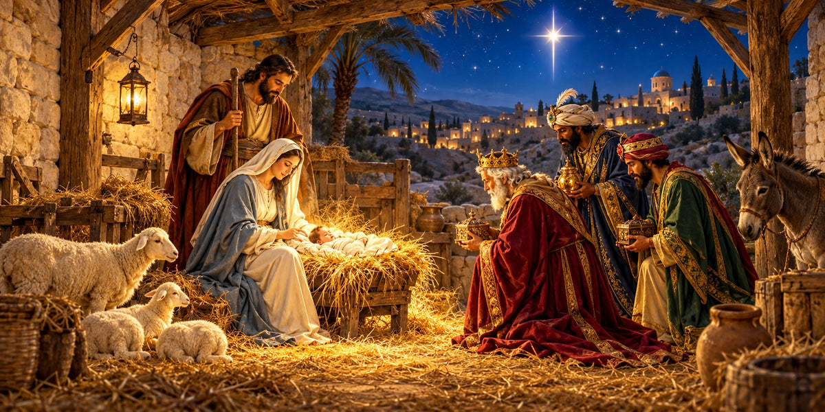 Nativity Christmas Garage Door Cover Three Kings Starry Christmas Garage Door Decoration HQ610-23-2 Car