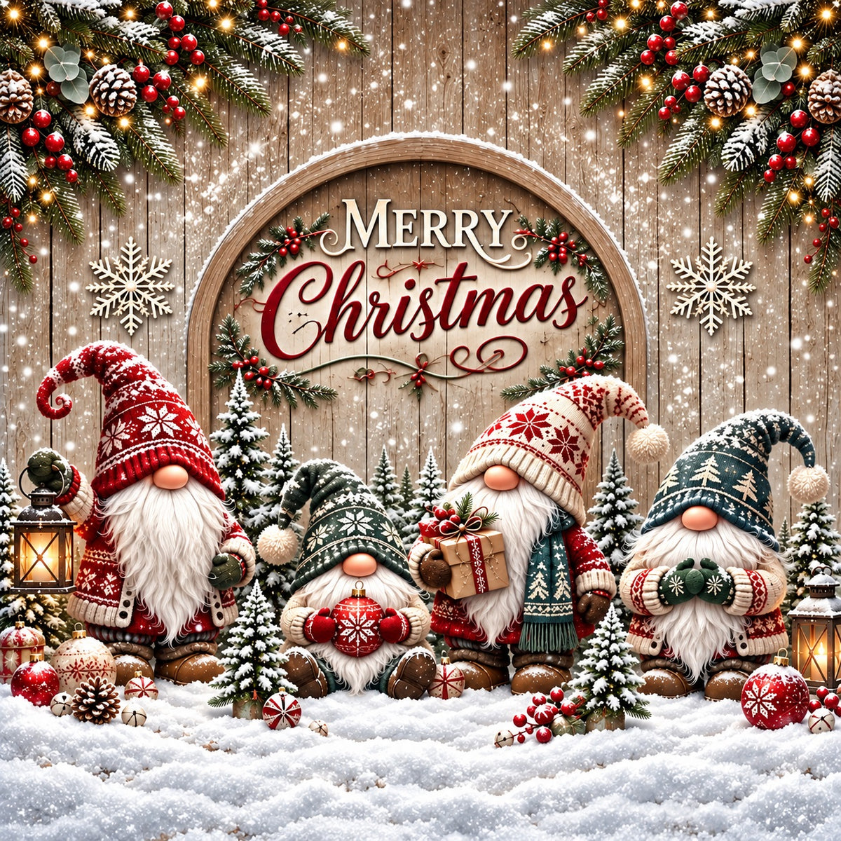 Funny Christmas Garage Door Cover Winter Gnome Gathering Christmas Garage Door Decor HQ610-29-1 Car