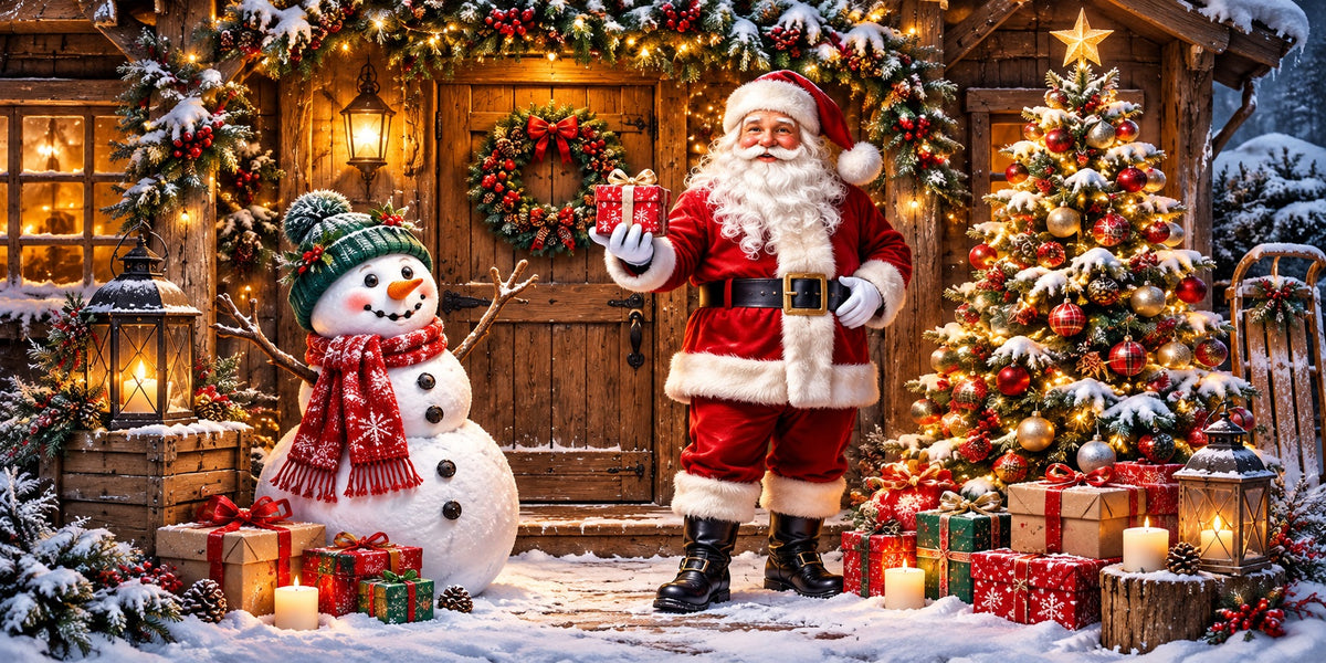Rustic Christmas Garage Door Cover Santa Snowman Gifts Christmas Garage Door Banner Decoration HQ610-30-2 Car
