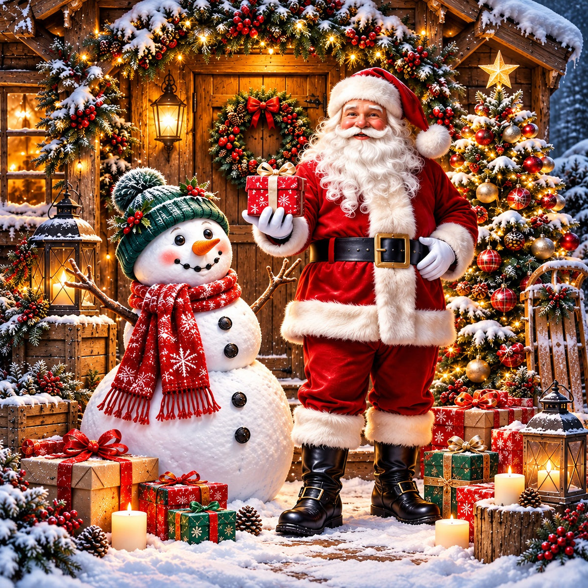 Rustic Christmas Garage Door Cover Santa Snowman Gifts Christmas Garage Door Banner Decoration HQ610-30-1 Car