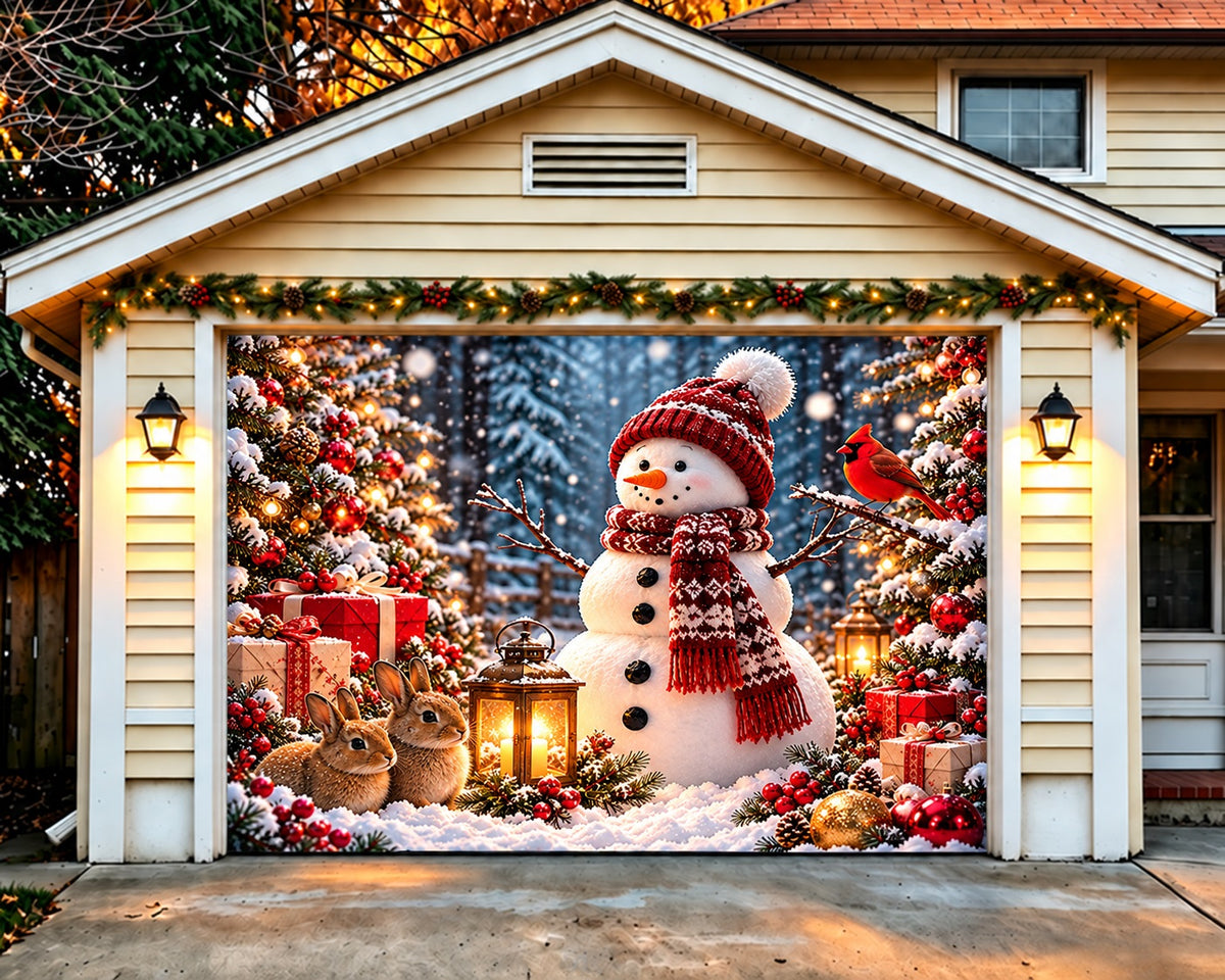 Snowman Christmas Garage Door Cover Woodland Friends Gift Christmas Garage Door Decoration HQ610-32-1 Car
