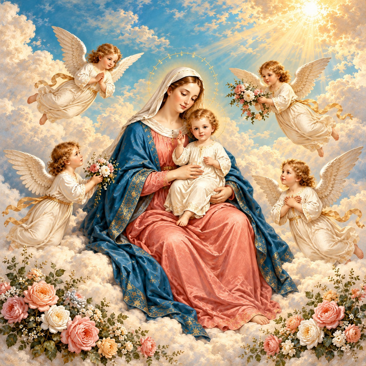 Angel Christmas Garage Door Cover Madonna Child Flower Christmas Garage Door Cover HQ610-37-1 Car