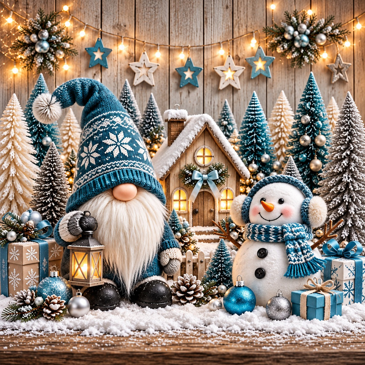 Funny Christmas Garage Door Cover Blue Gnome Snowman Christmas Holiday Garage Door Cover HQ610-38-1 Car