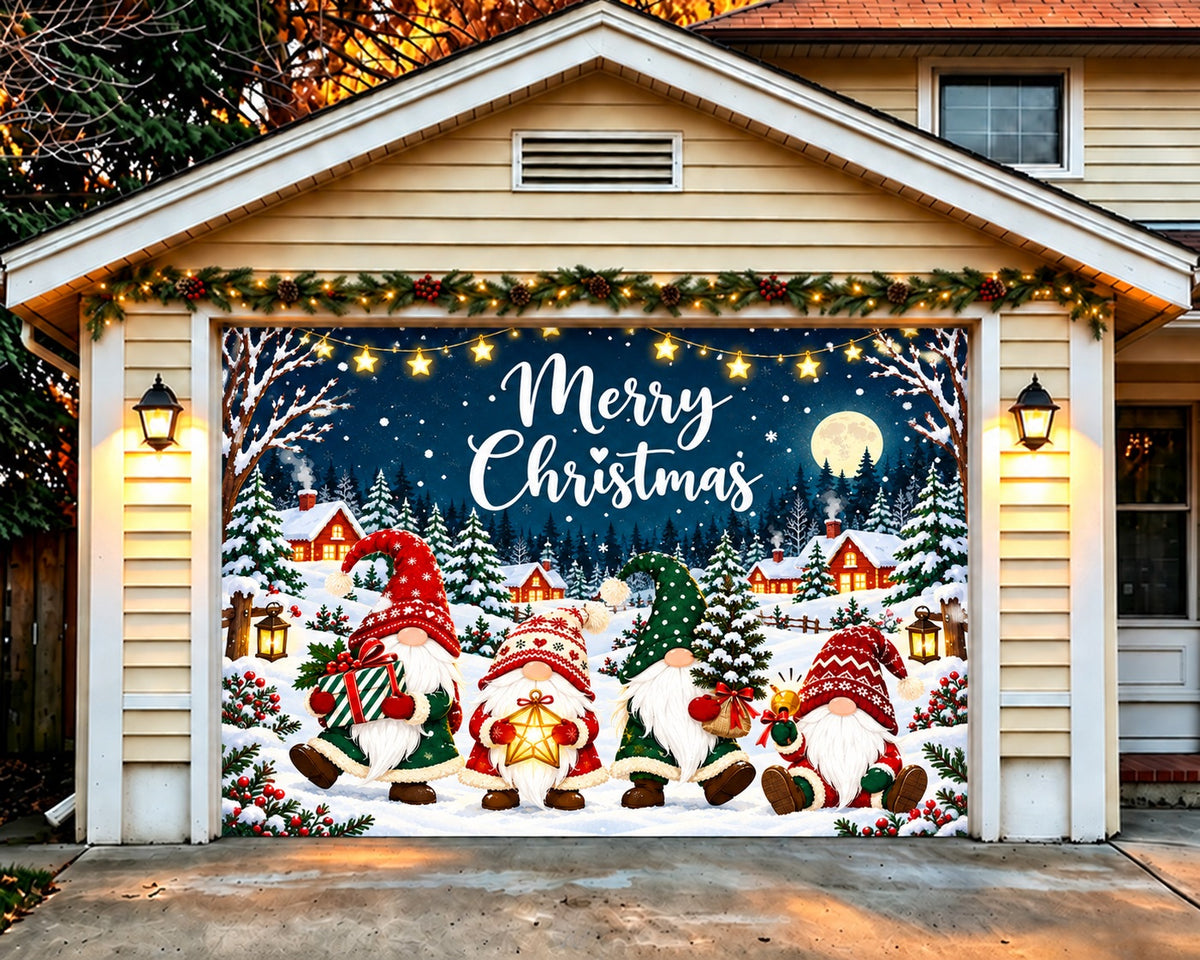 Christmas Party Garage Door Cover Snow Gnome Village Christmas Garage Door Decoration HQ610-41-1 Car
