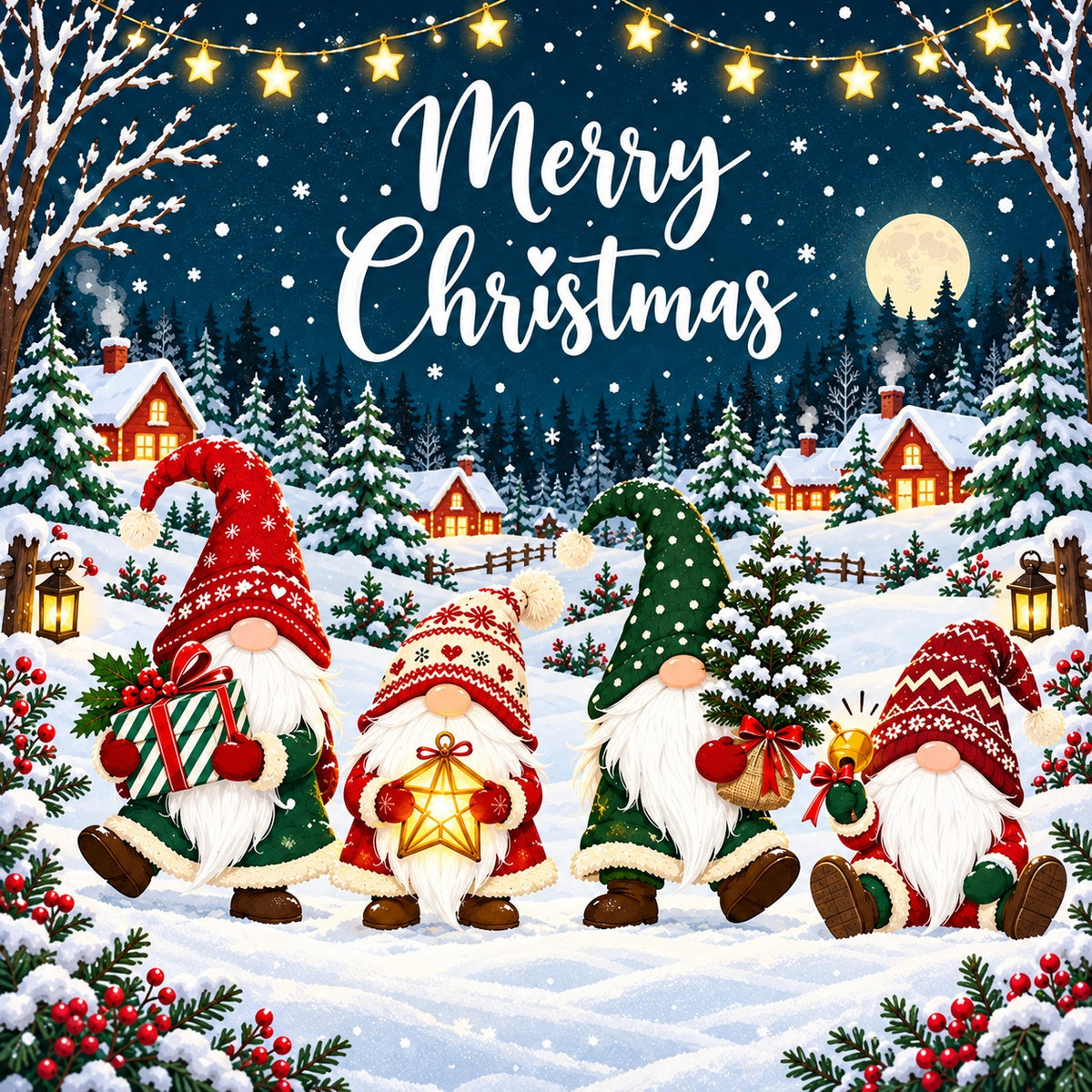 Christmas Party Garage Door Cover Snow Gnome Village Christmas Garage Door Decoration HQ610-41-1 Car