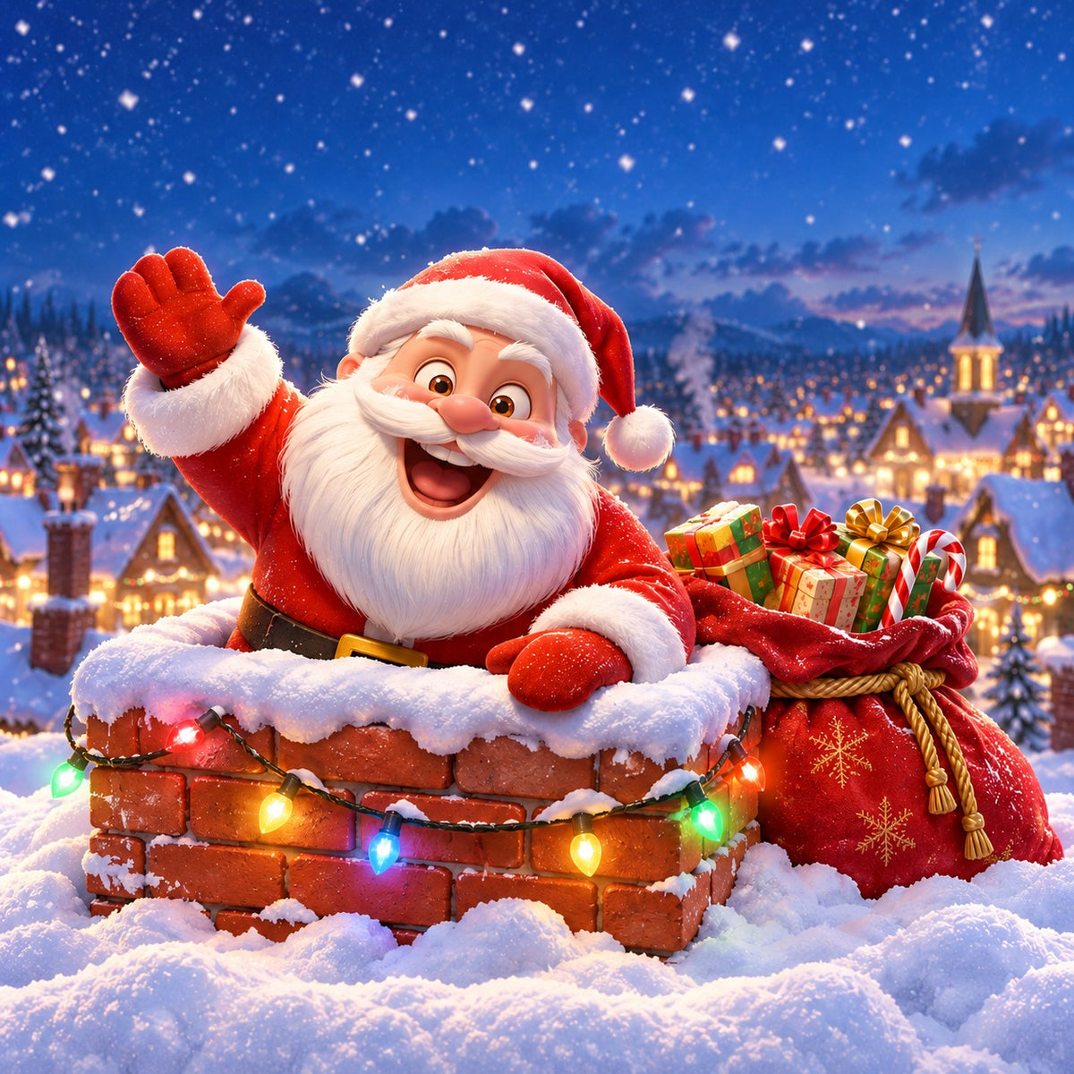 Santa Claus Christmas Garage Door Cover Chimney Arrival Village Christmas Garage Door Banner HQ610-43-1 Car