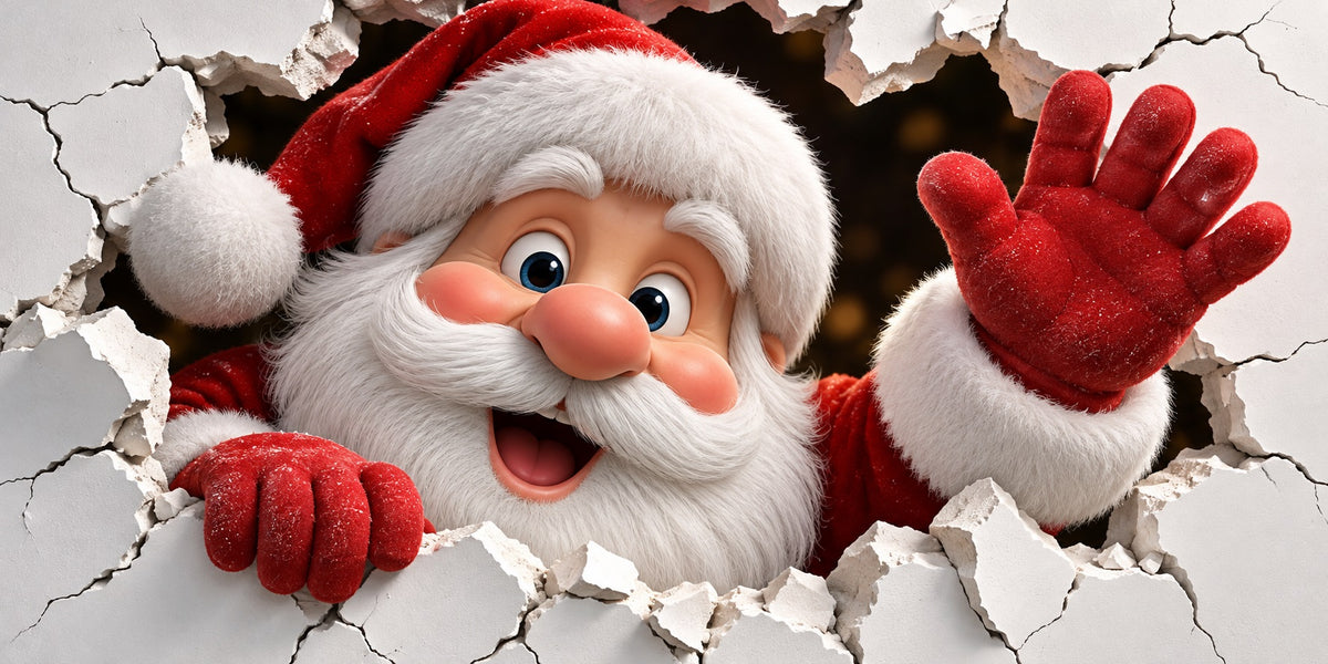 Santa Christmas Garage Door Cover White Wall Breakthrough Christmas Garage Door Cover HQ610-45-2 Car
