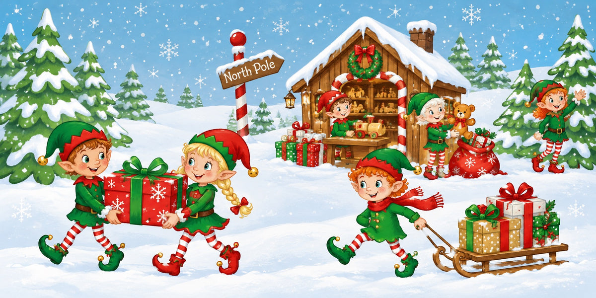 North Pole Christmas Garage Door Cover Snow House Elves Christmas Garage Door Banner Decoration HQ610-48-2 Car