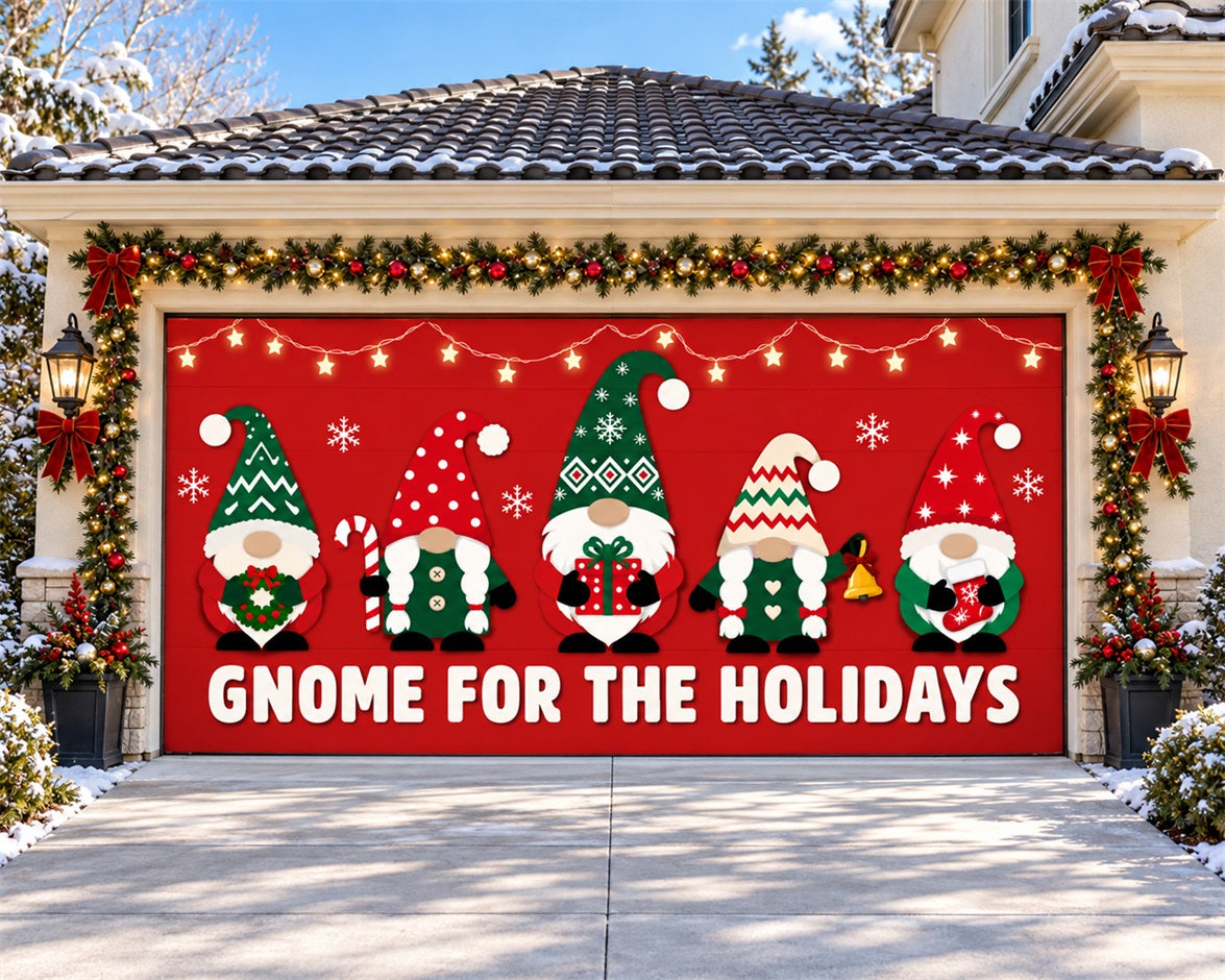 Christmas Party Garage Door Cover Holiday Gnome Parade Christmas Garage Door Cover HQ610-49-2 Car