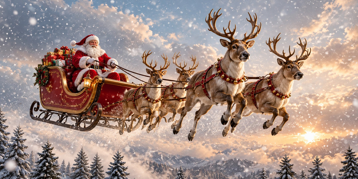 Elk Christmas Garage Door Cover Flying Reindeer Sleigh Outdoor Christmas Garage Door Cover HQ610-54-2 Car