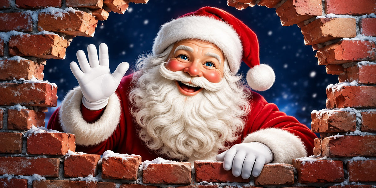 Santa Christmas Garage Door Cover Red Brick Breakthrough Christmas Holiday Garage Door Cover HQ610-55-2 Car