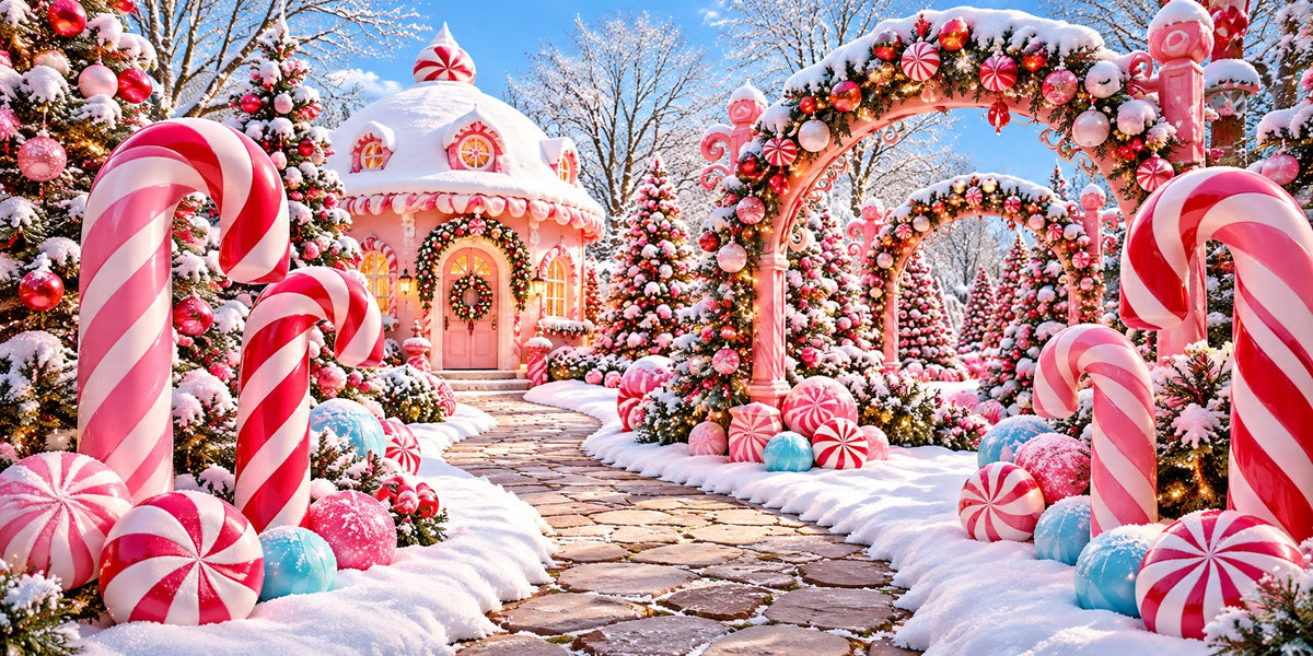 Candyland Christmas Garage Door Banner Pink Wonderland Arch Christmas Outdoor Garage Door Decor HQ610-56-2 Car